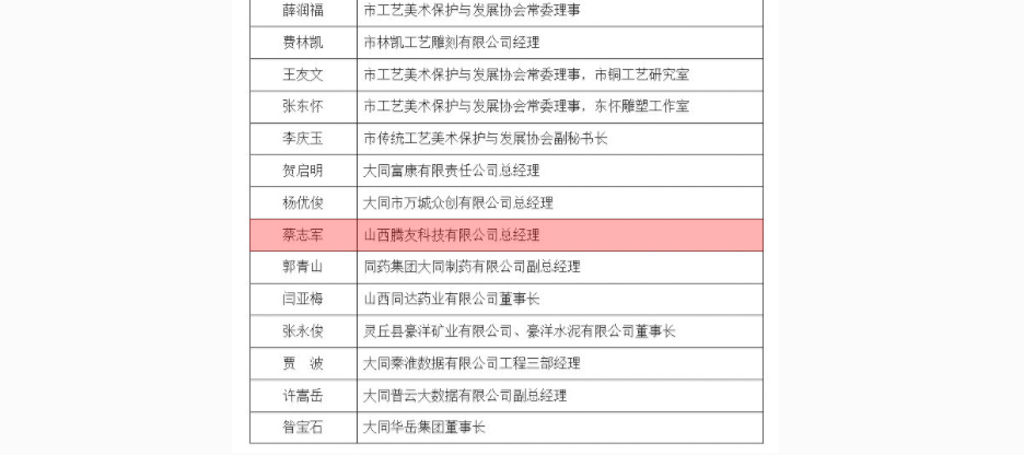 我公司蔡志軍總經理被評為三晉英才